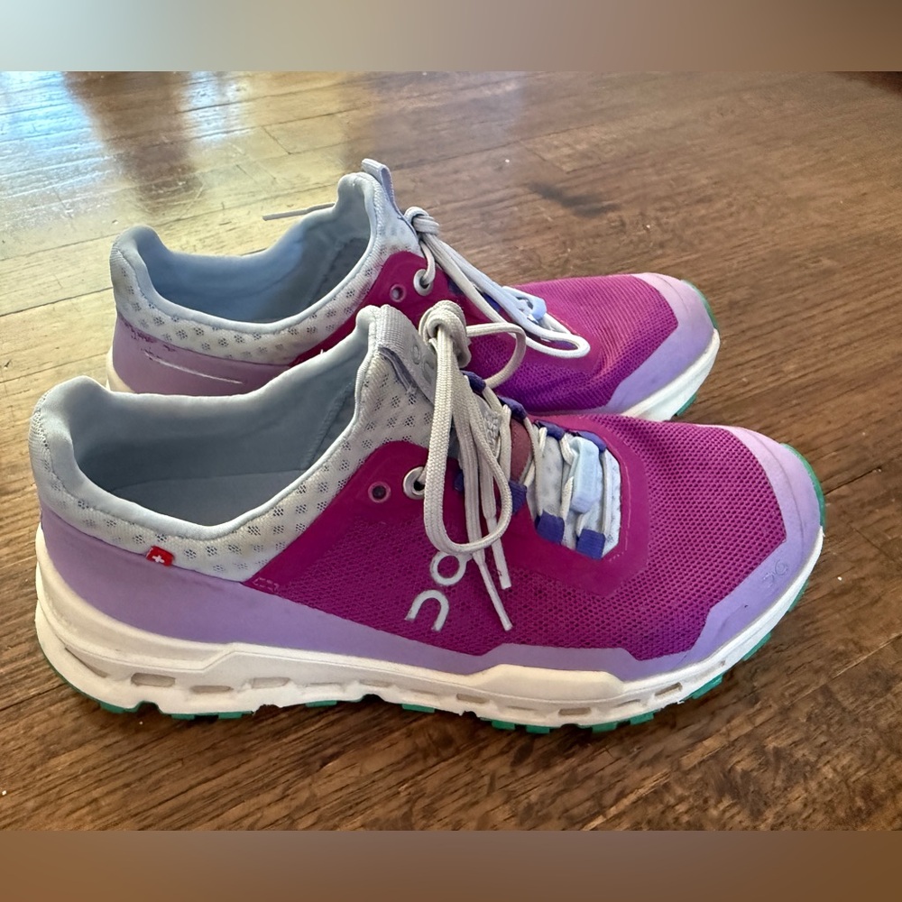 On Running Women's Athletic Shoes in Magenta and Lavender with White Accents